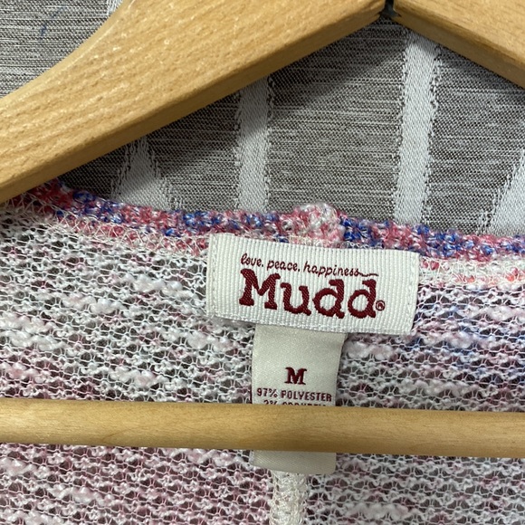 Mudd Open Dolman Sleeve Waterfall Front Cardigan Sweater Chevron Pink & Purp Med - Picture 3 of 3